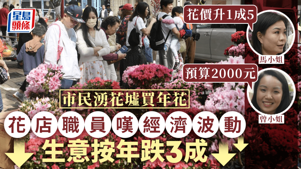 大批市民湧往花墟買年花。