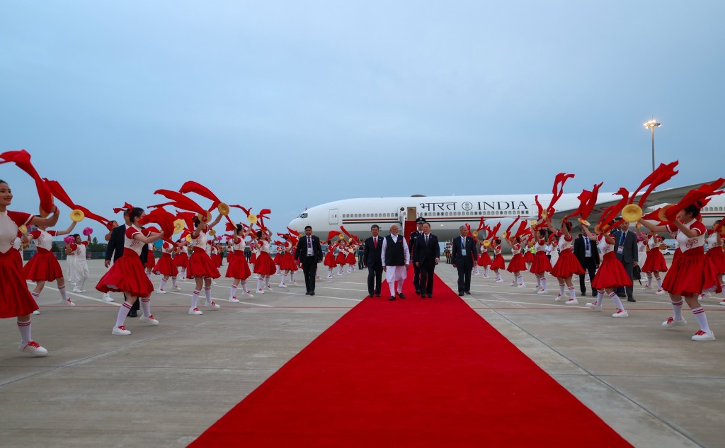 印度總理莫迪乘機抵達天津,出席2025年上合組織峰會。X@narendramodi 印度總理莫迪乘機抵達天津,出席2025年上合組織峰會。X@narendramodi