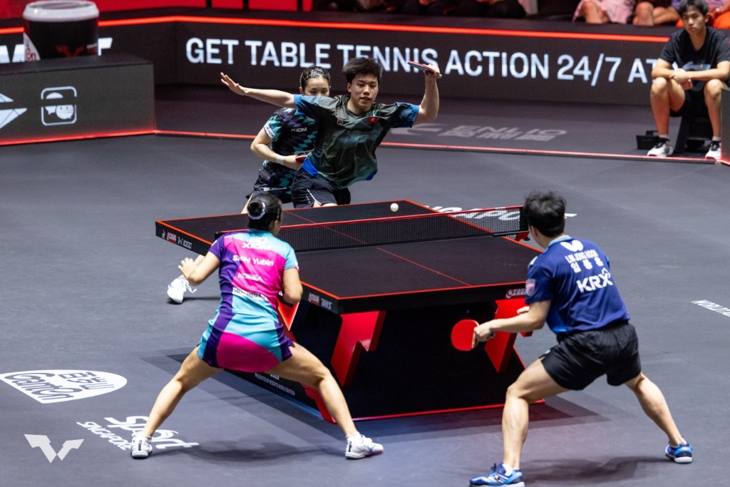 陳顥樺(前)十分滿意今站新加坡大滿貫的成績。WTT官方網站