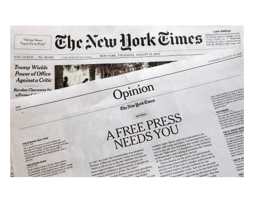 美國350家報刊今天同步以社論捍衛新聞自由。AP