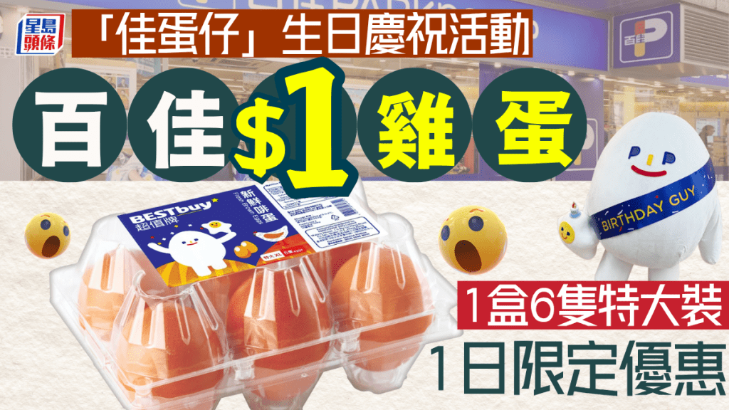 $1換購盒裝特大雞蛋！百佳超市推6大優惠 慶祝「佳蛋仔」生日