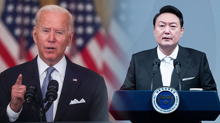 美國總統拜登(左)和南韓總統尹錫悅在民調結果均下跌。路透社資料圖片