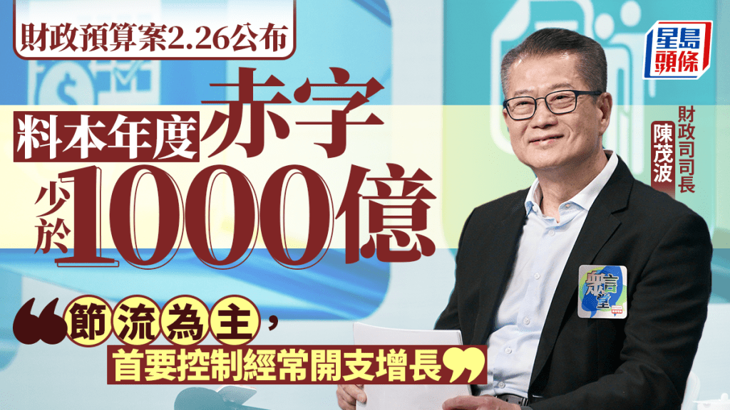 財政預算案2025｜陳茂波：料本年度赤字少於1000億 以節流為主 控經常開支增長