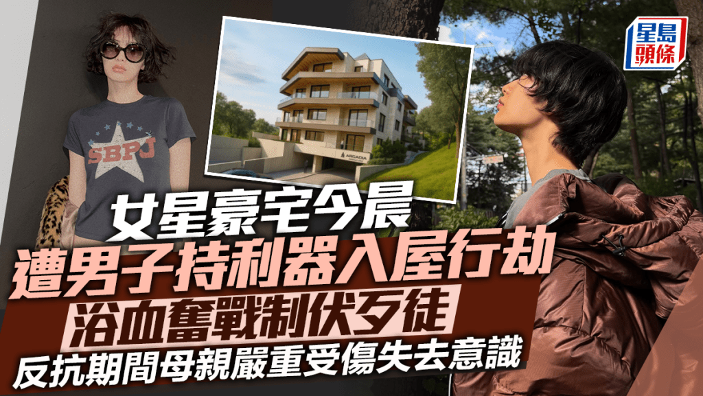 女星豪宅今晨遭男子持利器入屋行劫  浴血奋战制伏歹徒  反抗期间母亲严重受伤失去意识