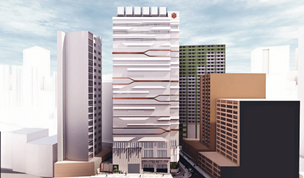 位於葵涌萬國數據香港一號數據中心主體大樓效果圖，萬國數據亦啟動香港二號數據中心的部署，在葵青區打造數據中心集群。