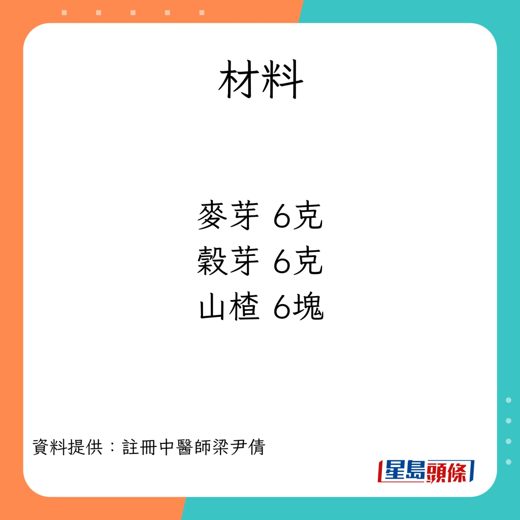 消滞饮品 山楂麦芽谷芽茶的材料