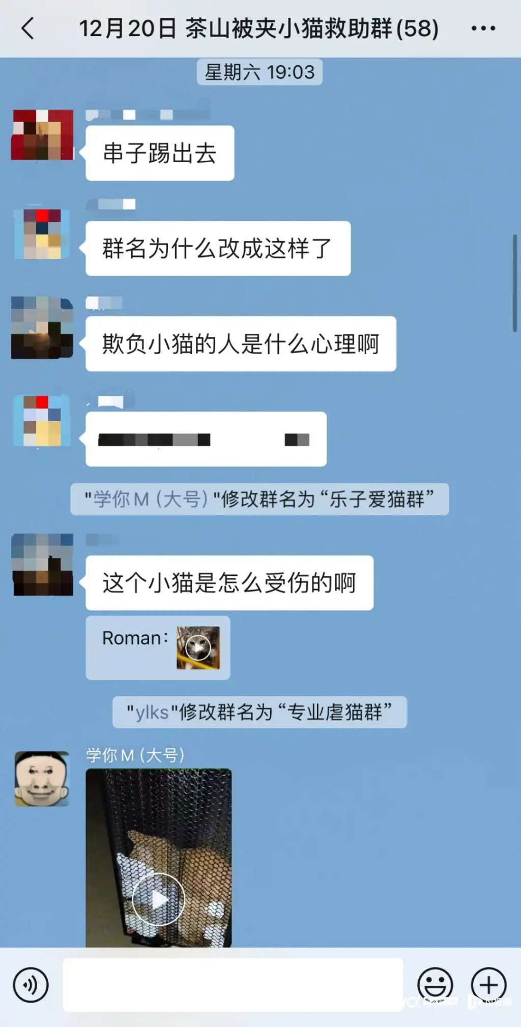 去年12月以来，内地多个动物友好交流群发生「炸群事件」。