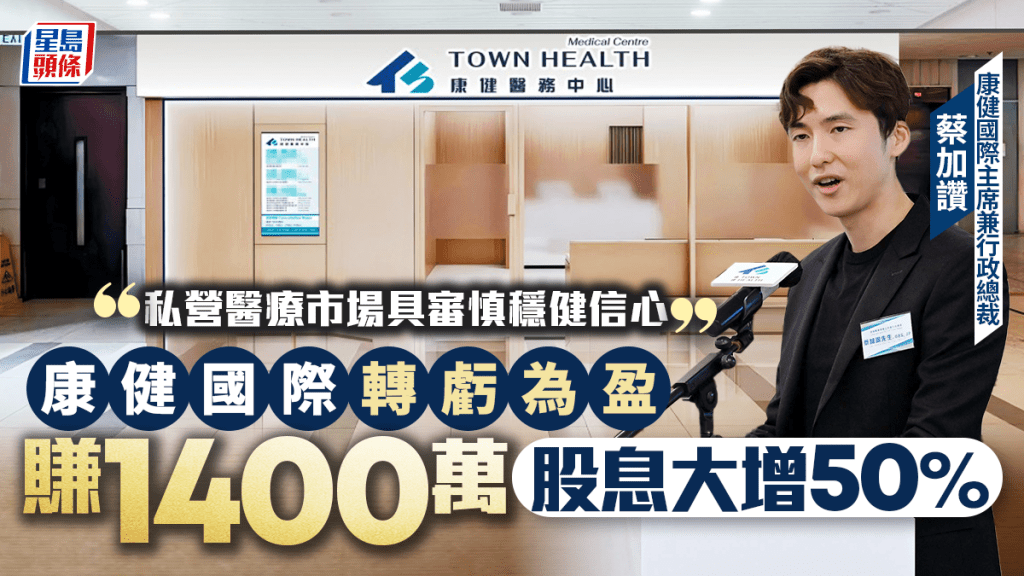 康健國際轉虧為盈賺1400萬 股息大增50% 蔡加讚：私營醫療市場具審慎穩健信心