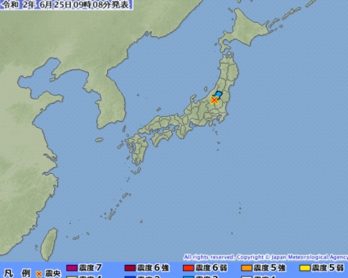 地震达黎克特制6.2级。图：日本气象厅