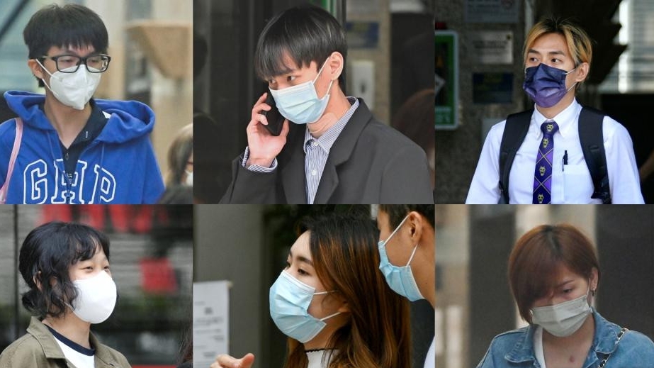 由左至下:被告歐陽浩明、陳思進、莊正、周嘉慧、周諾澄、黎子欣。資料圖片