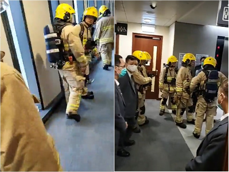警方及消防到立法會搜查。林卓廷facebook截圖