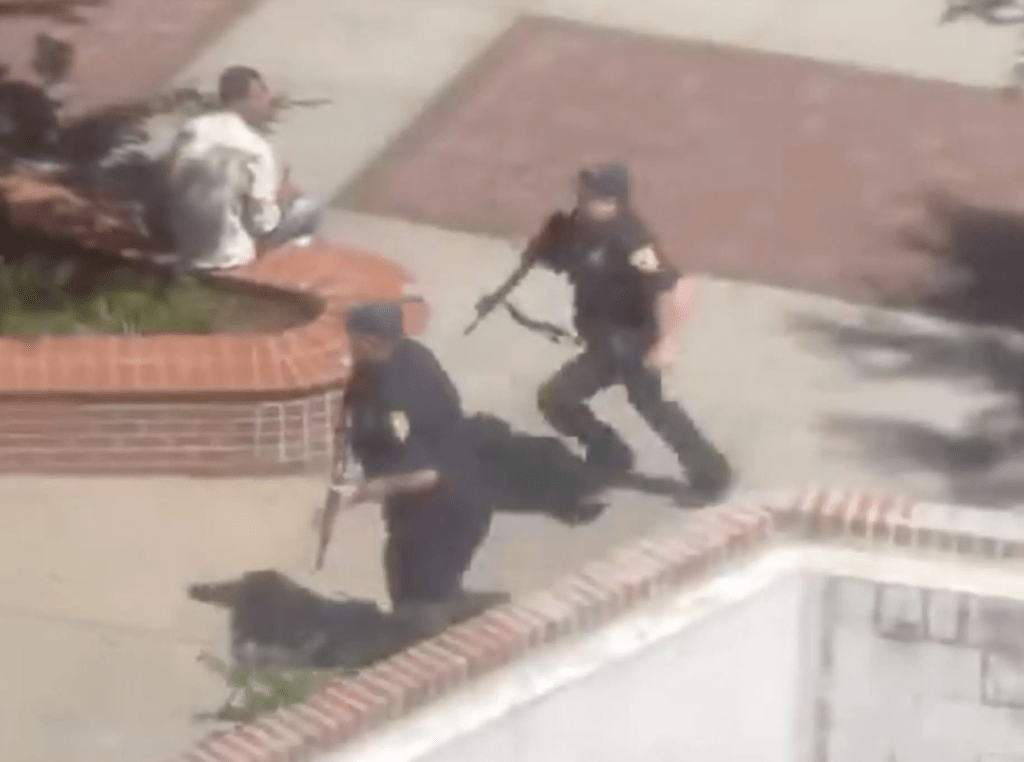 有目擊者拍到警員在校園內奔跑。X@FSU_Barstool 有目擊者拍到警員在校園內奔跑。X@FSU_Barstool