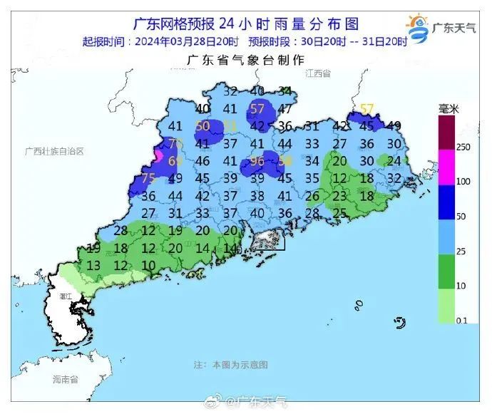 广东雨量预报。