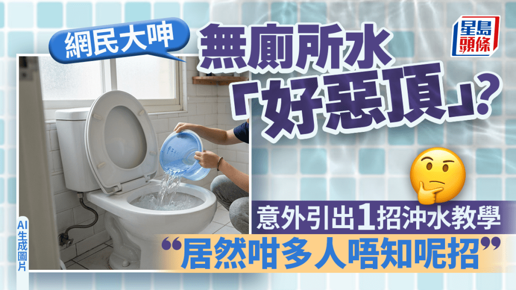 無廁所水沖廁「好惡頂」？網民大呻倒水污糟 意外引出「正確」沖水教學：居然咁多人唔知呢招