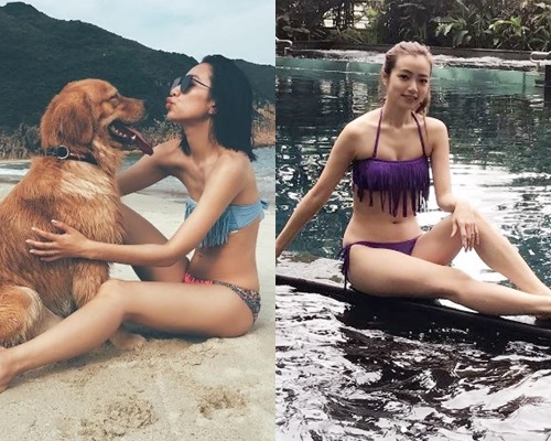 夏天為大地帶來美腿，人妻吳雨霏、李思欣甫水著相好養眼。　