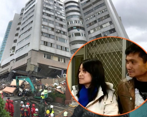 董婦講述地震時逃命經過時,指「兩秒鐘時間,天花全部倒下來啦」。