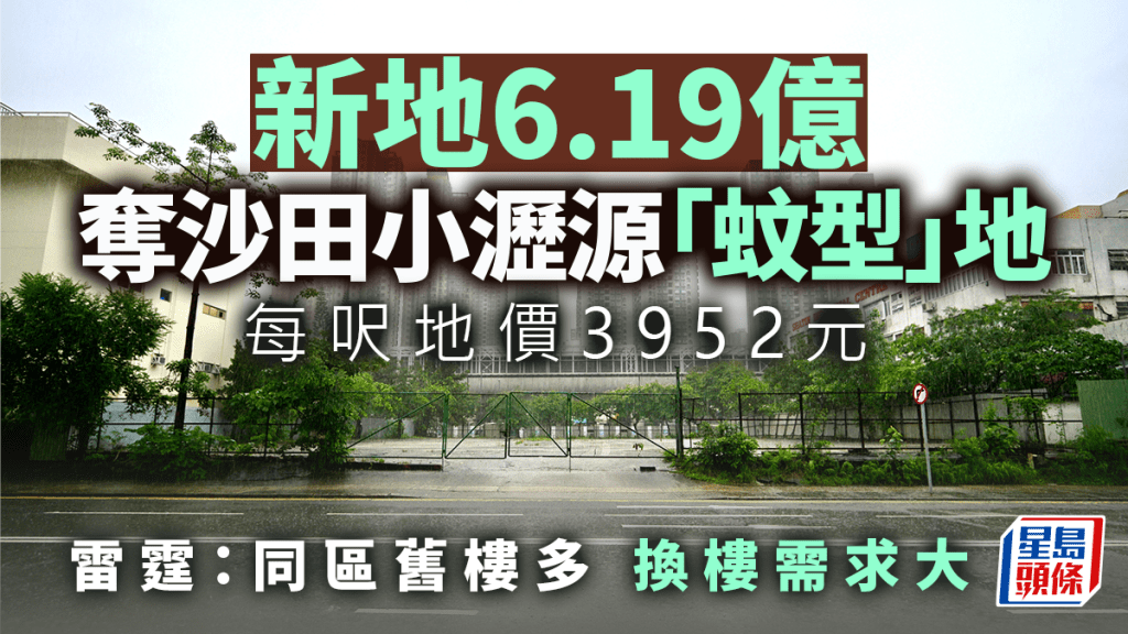 新地6.19億奪沙田小瀝源「蚊型」地 每呎地價3952元 雷霆看好同區換樓需求大