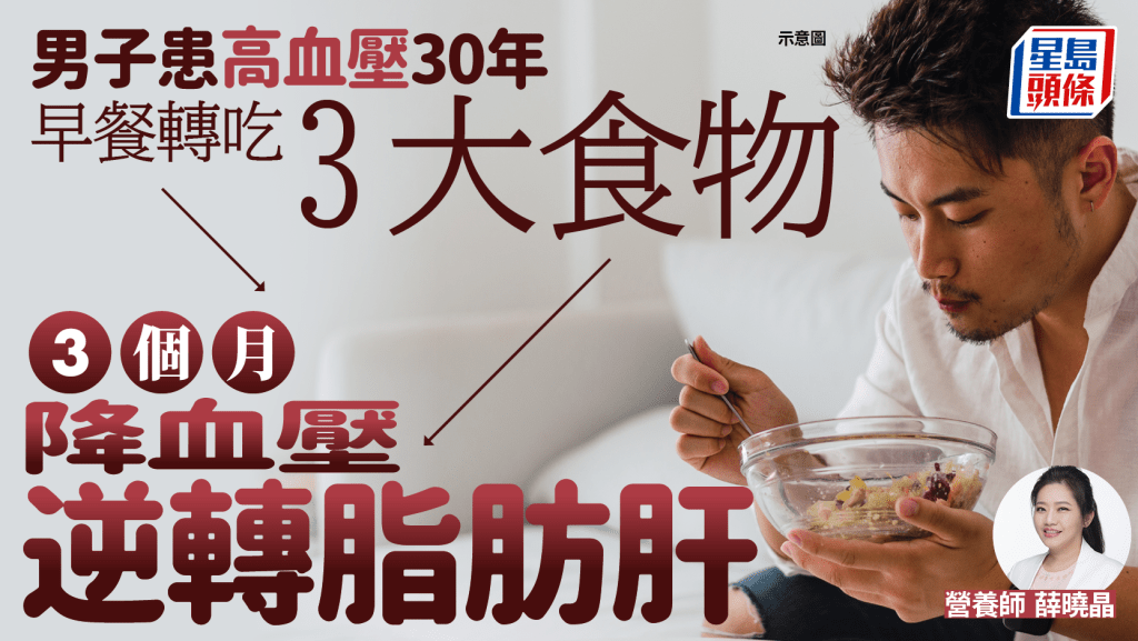 男子患高血壓30年 早餐轉吃3大食物 3個月降血壓逆轉脂肪肝