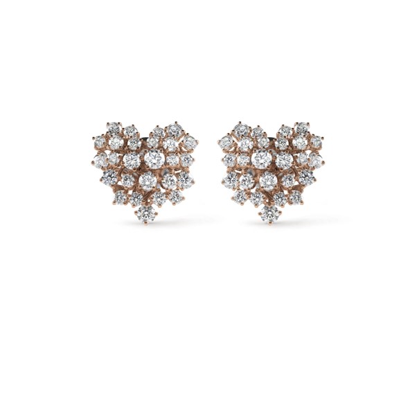 Mimosa玫瑰金鋪鑲鑽石心形耳環。（$95,900/Damiani）
