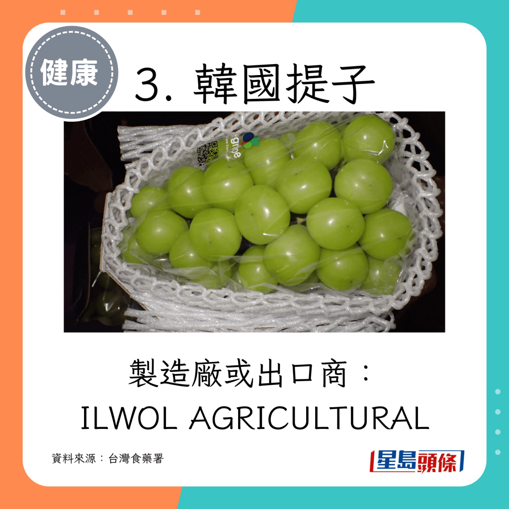 3. 韓國提子：製造廠或出口商ILWOL AGRICULTURAL