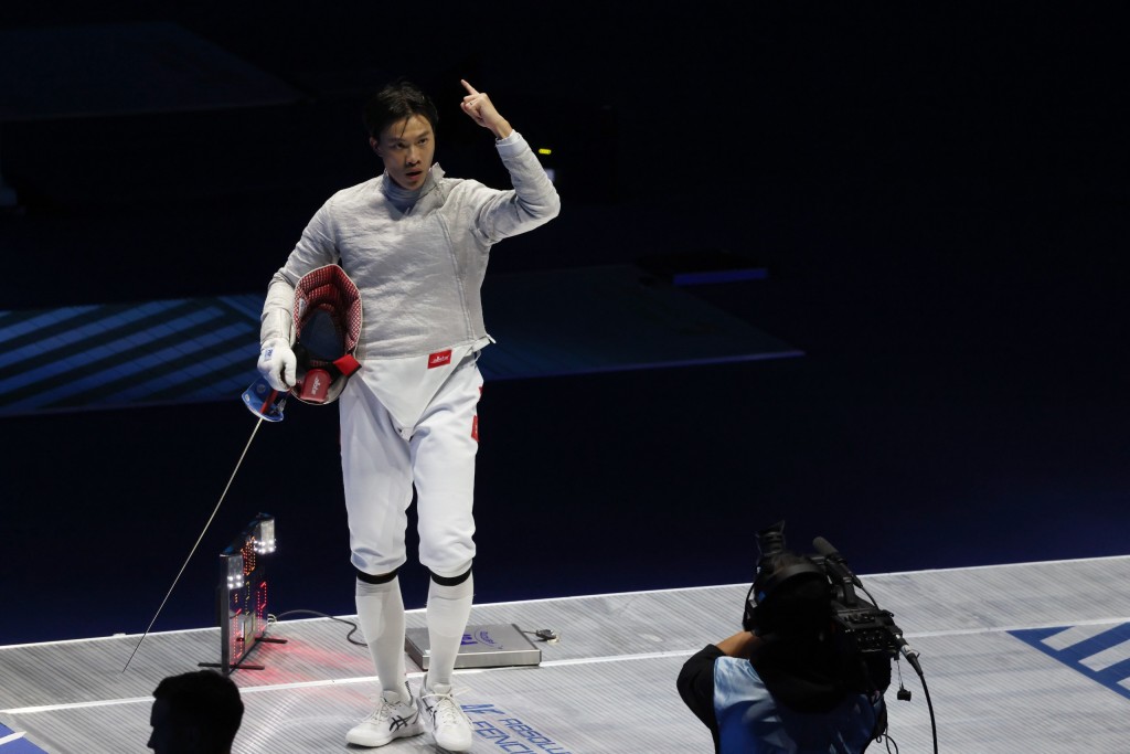 思朗勝出準決賽後振臂高呼。徐嘉華攝 思朗勝出準決賽後振臂高呼。徐嘉華攝