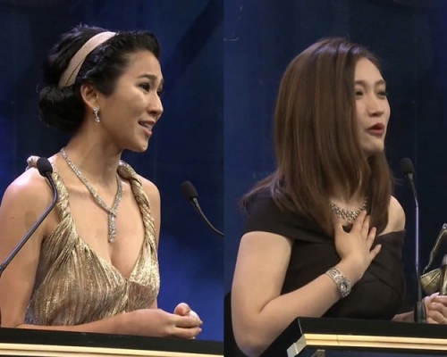 Crisel Consunji与陈小娟齐得奖。（电视截图）