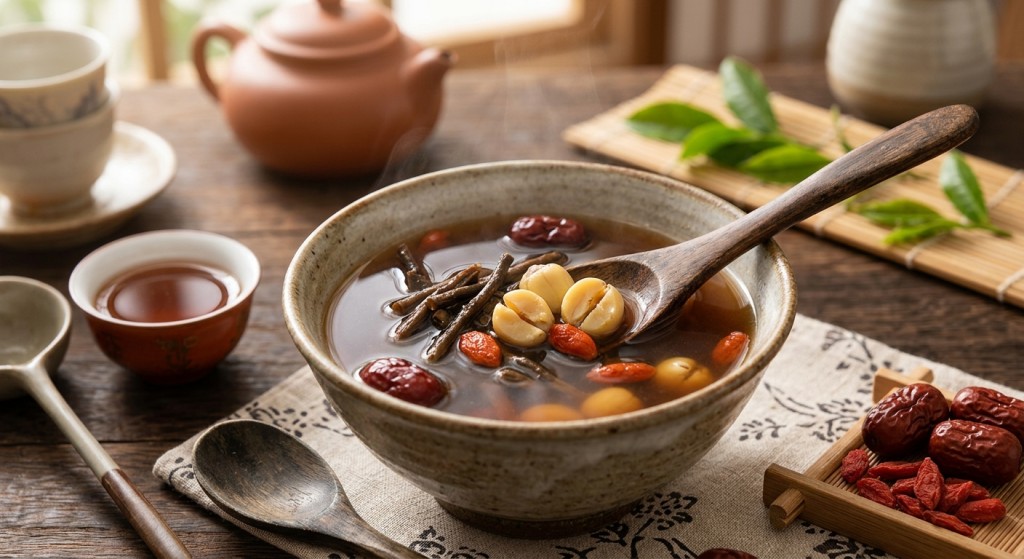 紅棗湯水3:桑寄生蓮子紅棗茶(AI生成示意圖) 紅棗湯水3:桑寄生蓮子紅棗茶(AI生成示意圖)