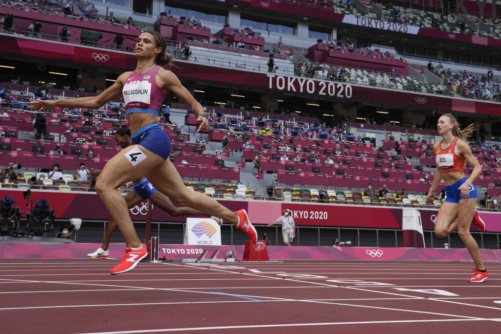 麥洛蓮繼六月底美國田徑場奧運選拔賽後，再次刷新女子400米欄世績。 AP
