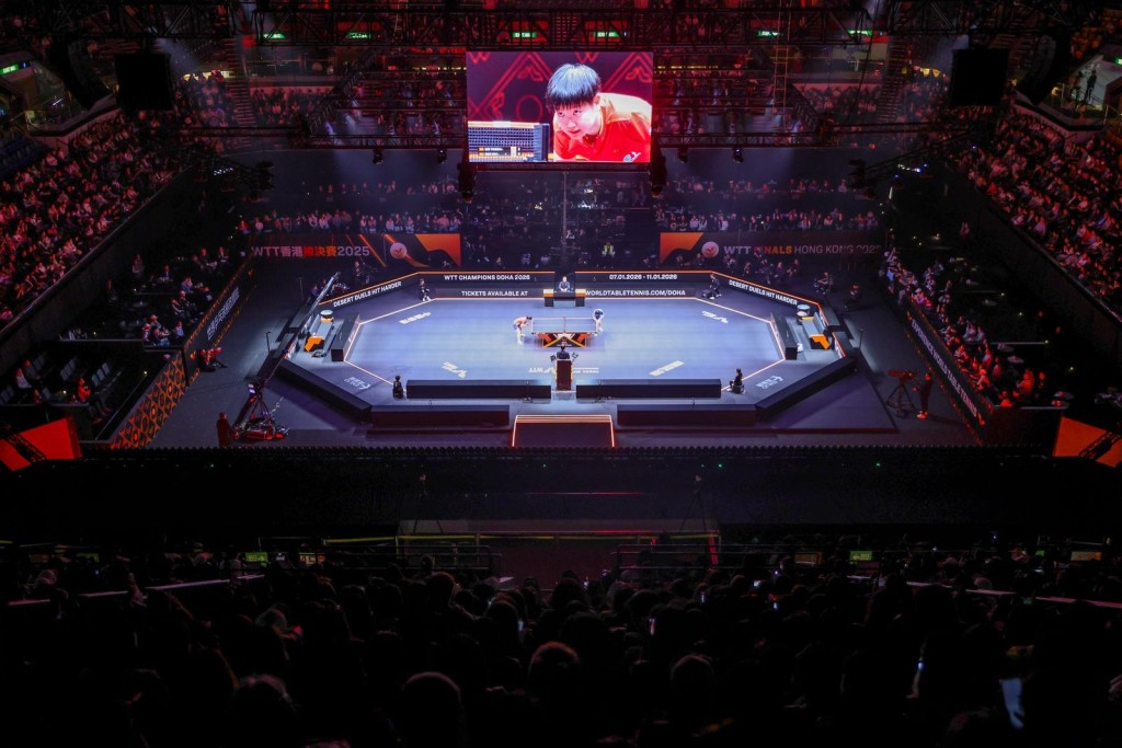 周六的紅館乒球賽全場爆滿。何家豪攝 周六的紅館乒球賽全場爆滿。何家豪攝