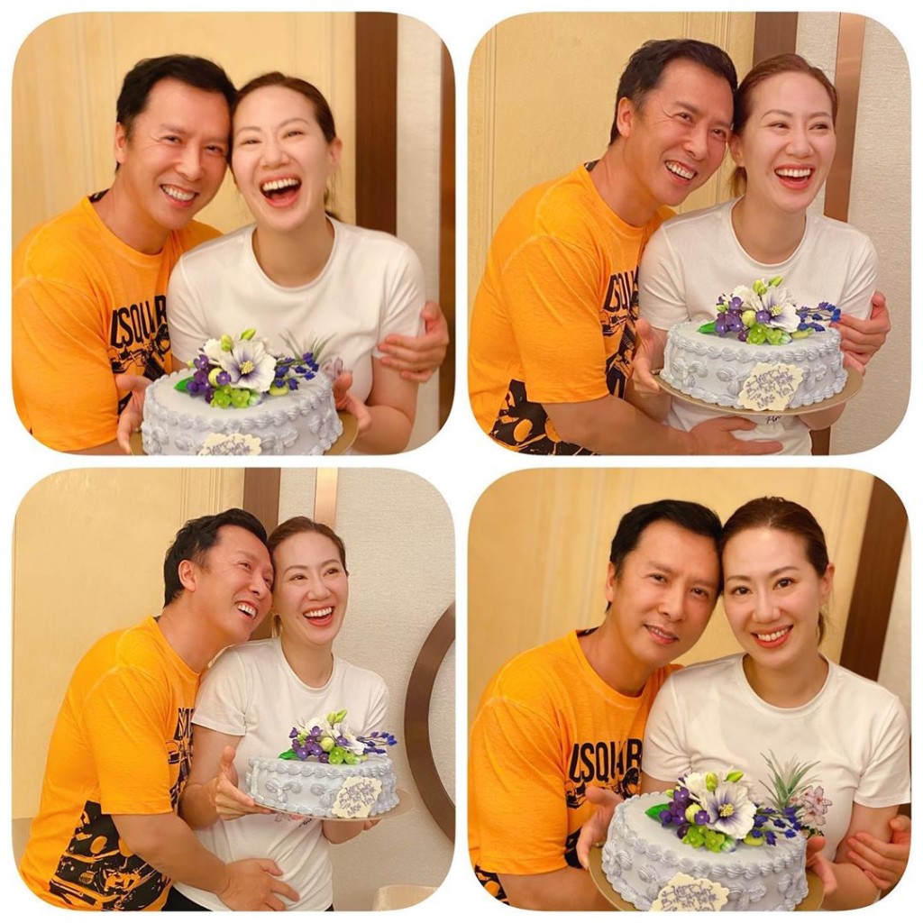 甄子丹攬住詩詩拍照，甜蜜滿瀉。