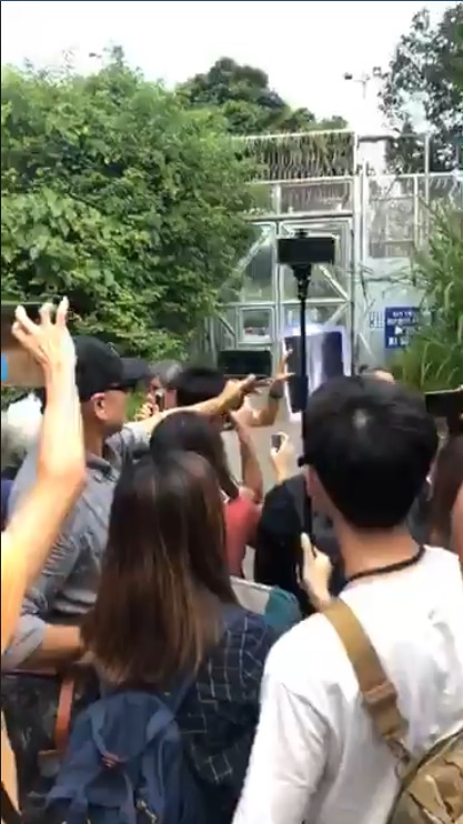 新屋嶺拘留中心外「銀髮族」聚集。銀髮族老而不廢f facebook圖片