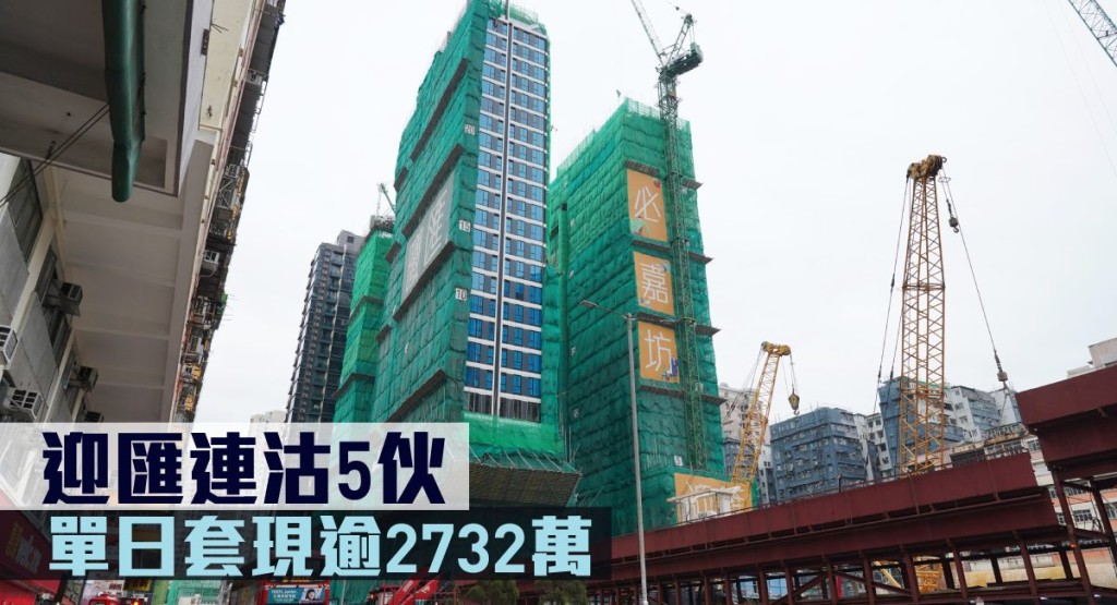 迎匯連沽5伙,單日套現逾2732萬。