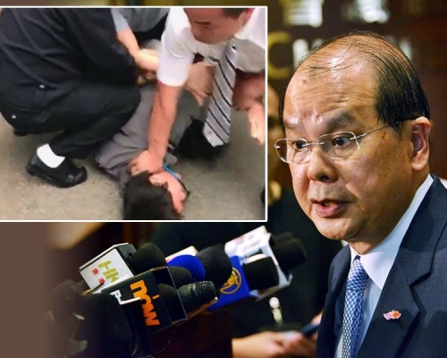 對於now記者被帶走，張建宗表示港澳辦已介入處理。