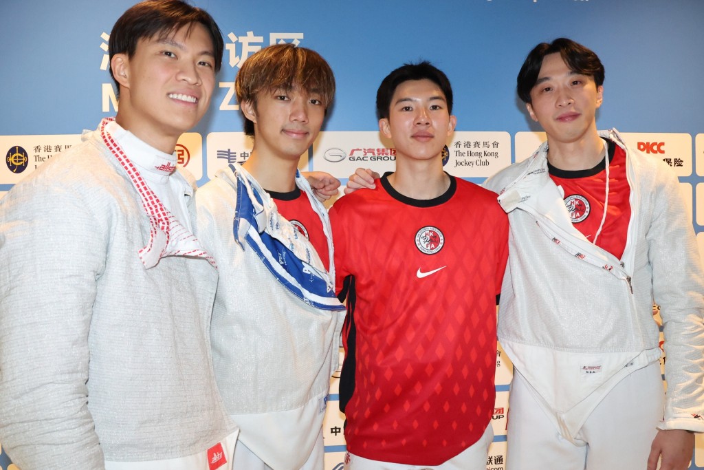 香港全運男佩代表，右起羅浩天、陳樂熹、何柏霖及何思朗。徐嘉華攝