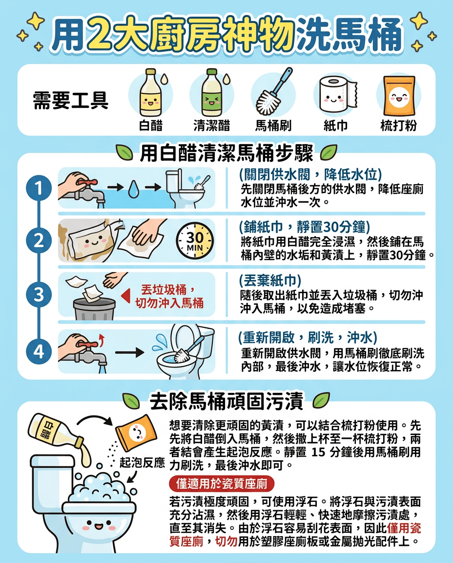 用2大廚房神物洗馬桶 用2大廚房神物洗馬桶