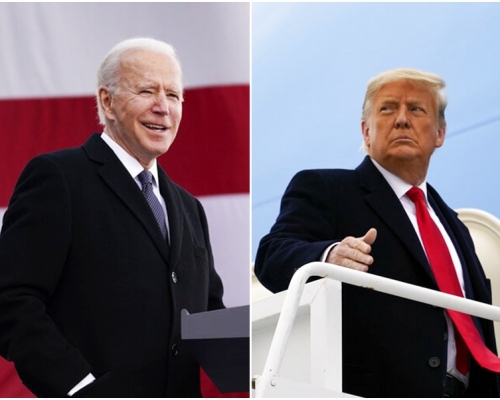 美國總統特朗普（右）將不會出席候任總統拜登（左）的就職典禮，亦不會在儀式前與拜登在白宮見面。AP圖片