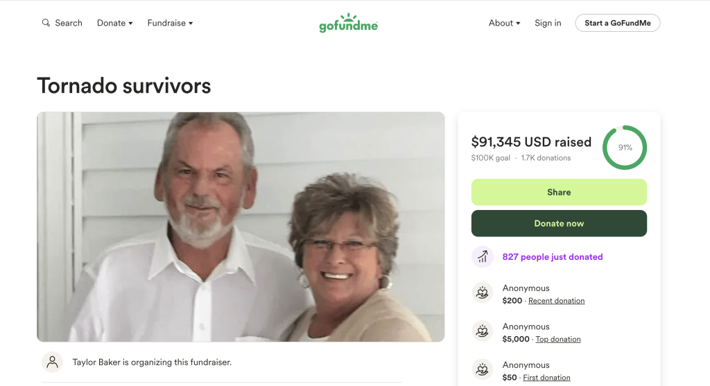 夫婦的姪女在網上發起眾籌。gofundme 截圖 夫婦的姪女在網上發起眾籌。gofundme 截圖
