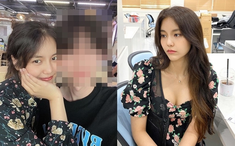 AOA成員惠晶貼出與男子的自拍照。