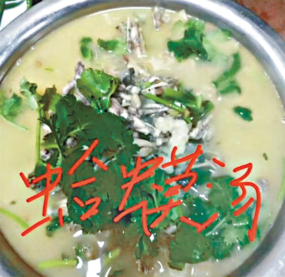 小店老闆發片介紹蛤蟆湯。
