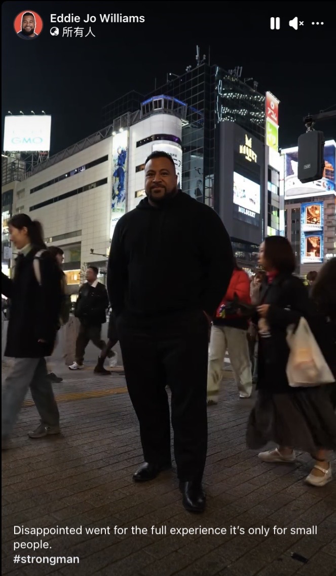 澳洲知名大力士Eddie Williams親測澀谷路口無人敢撞。 Instagram