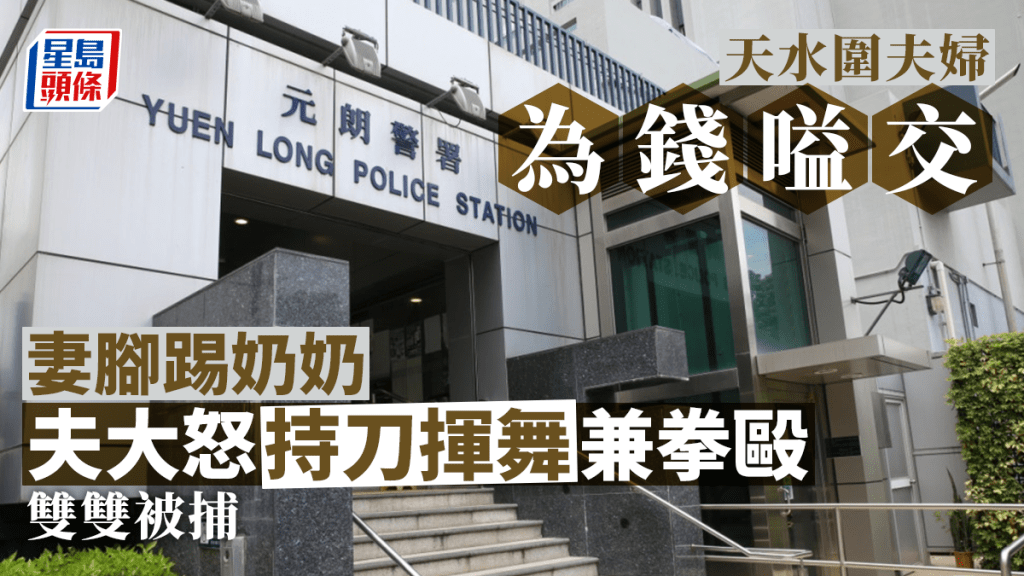 天水圍夫婦為錢嗌交 妻腳踢家姑夫持刀揮舞恐嚇雙雙被捕