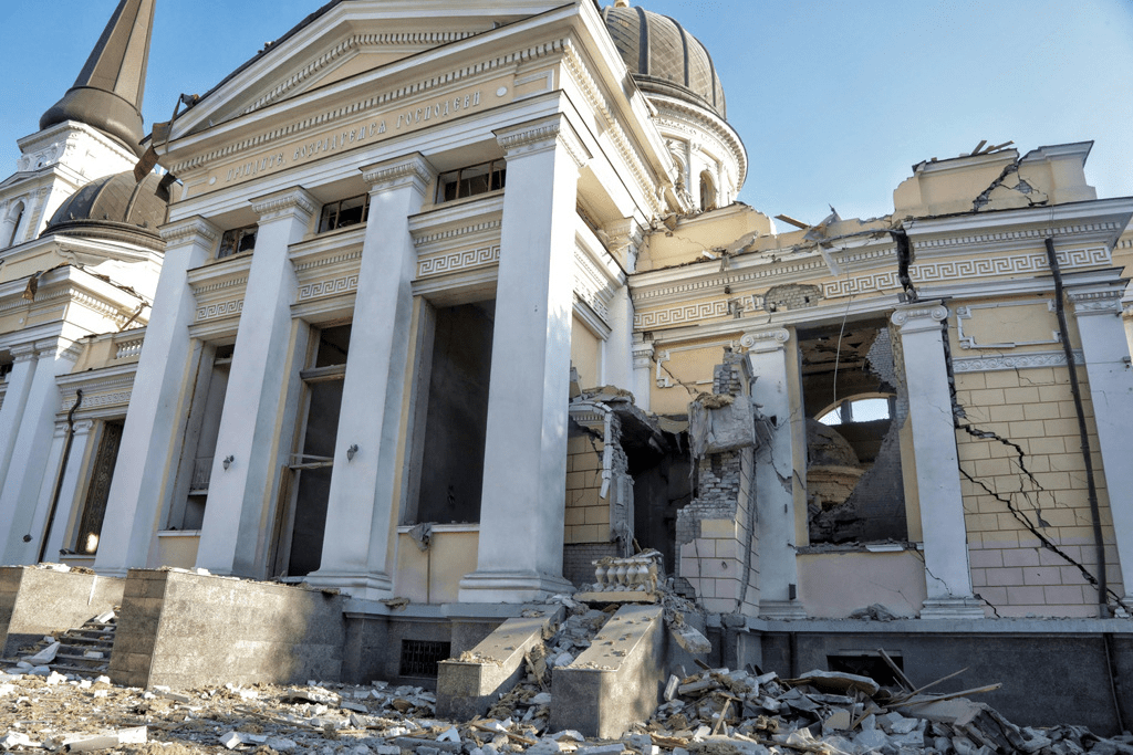 烏克蘭敖德薩逾200年歷史東正教堂被炸毀。路透社