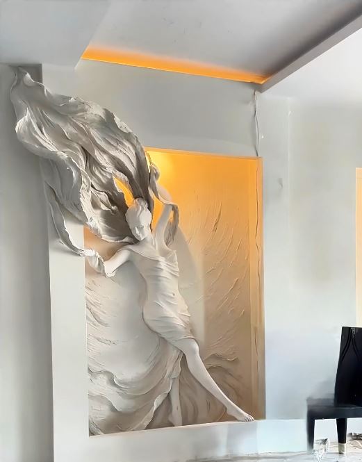 「狼尾兄弟」憑細膩、立體感強烈的浮雕壁畫成功創業。抖音@狼尾兄弟的浮雕VLOG