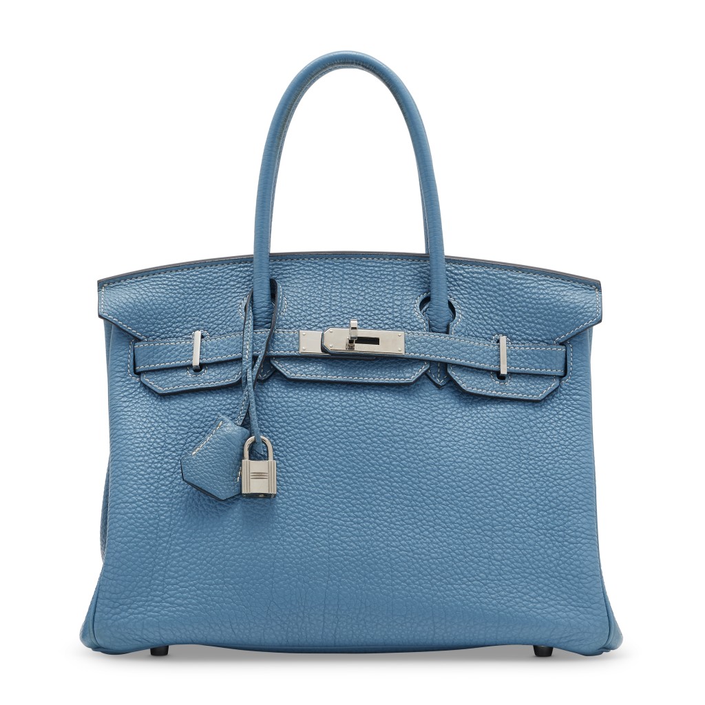 Hermès牛仔藍色Togo小牛皮30厘米Birkin Bag，附鈀金配件。 （2010年） /估價：60,000-100,000港元