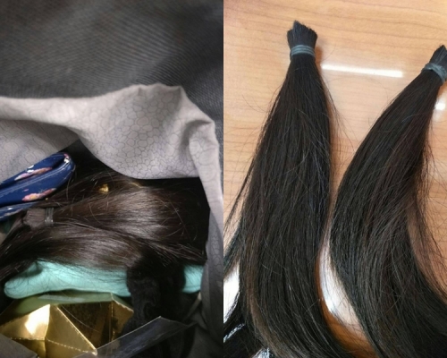 小偷驚見袋內兩束頭髮嚇到逃走。網圖