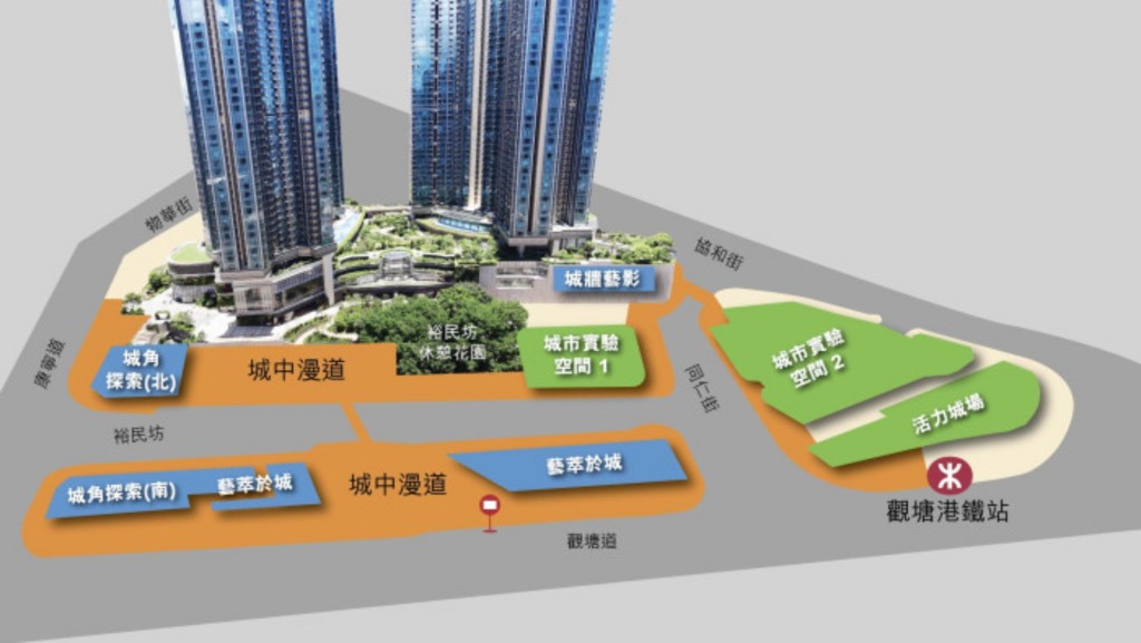 「城中漫道」行人網絡,貫通整個市中心2.0的「自由空間」。韋志成網誌