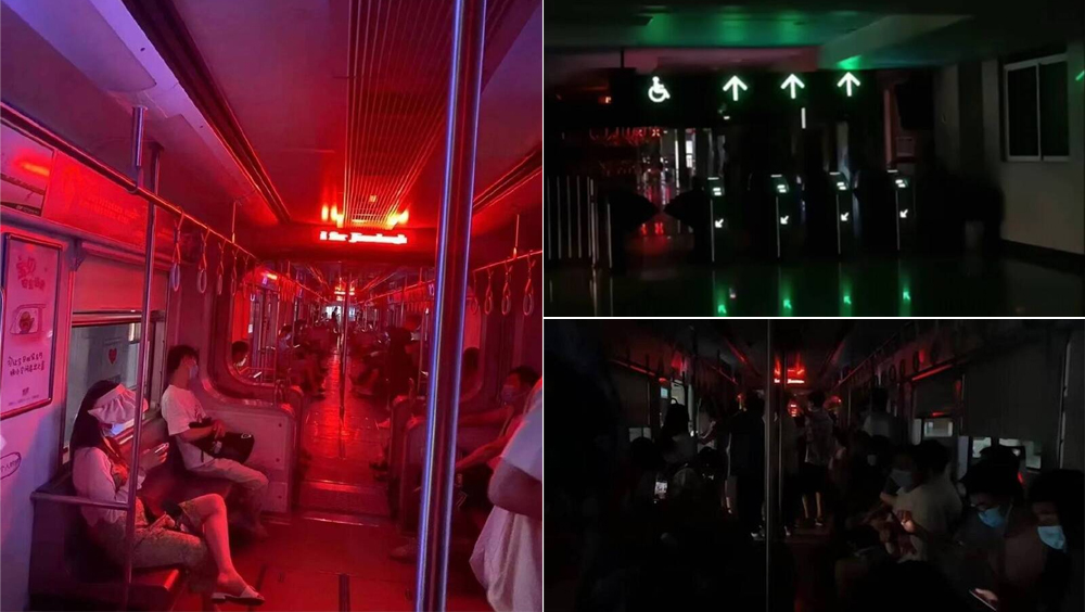 重慶地鐵限電，車廂關燈後氣氛詭異。