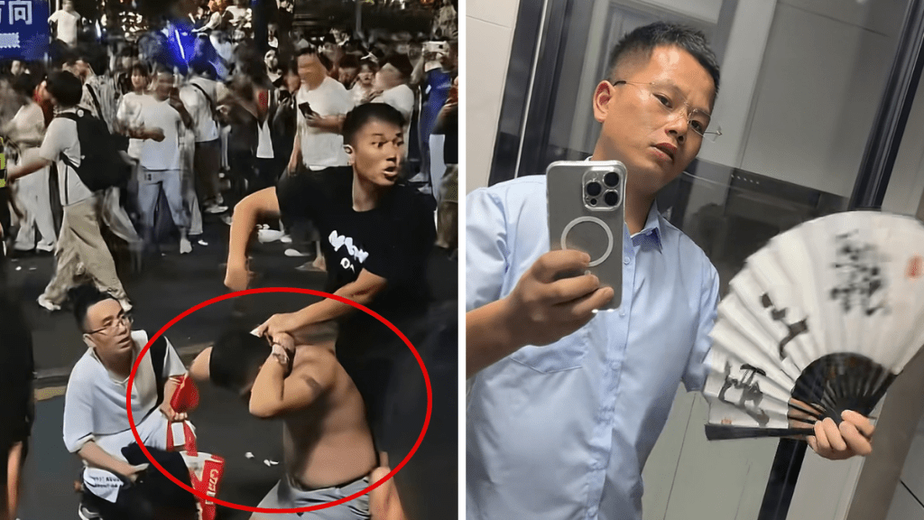 江西男子被誤認為持刀歹徒，遭路人制服交予警方。抖音@良哥 / @1777A8888