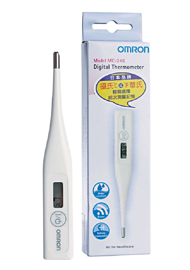 OMRON歐姆龍  電子體溫計  （$58.9/屈臣氏）  　　寬平感溫頭設計，準確掌握體溫變化，附大型顯示屏，測溫部位可水洗，乾淨衞生。