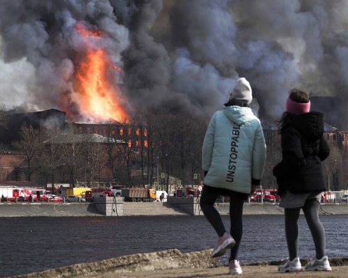 俄羅斯文化遺產紅磚廠大火。AP